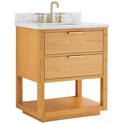 Eryka 30" Woodgrain Vanity with Carrara Marble Top and Ceramic Basin