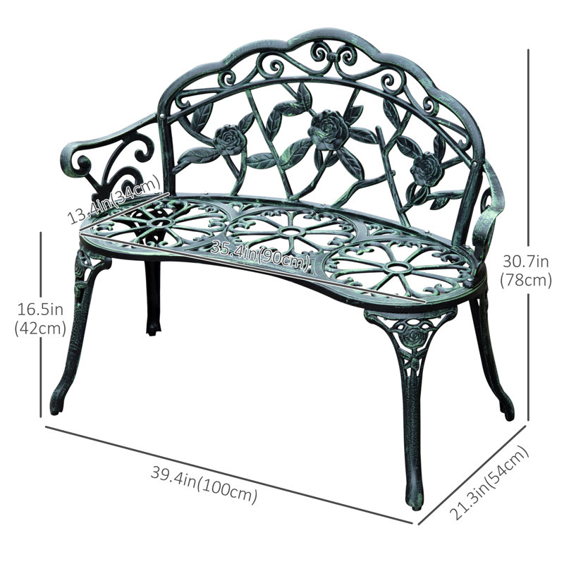 Banc Audwen Park, H 30,75 po x l 39,25 po x P 21,25 po, Gris