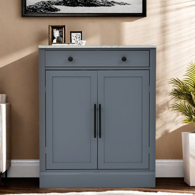Buffet moderne avec 1 tiroir, 2 tablettes réglables et 2 tablettes de porte