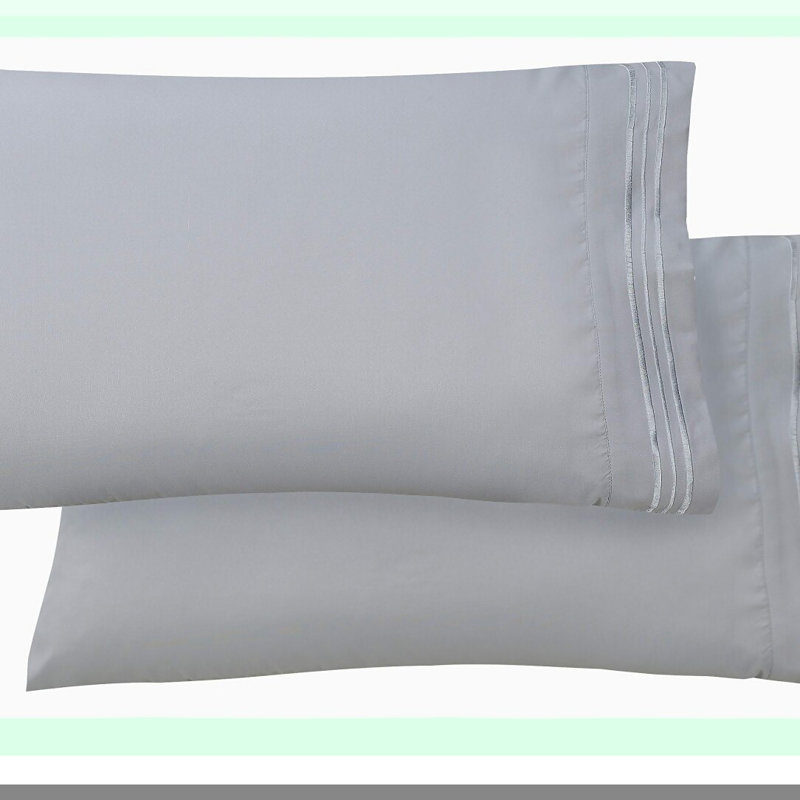 UltraLux Hotel Collection Silver Pillowcase Set - Premium Microfiber Double Brushed, Wrinkle Resistant, Standard/Queen Size - Luxury Softness