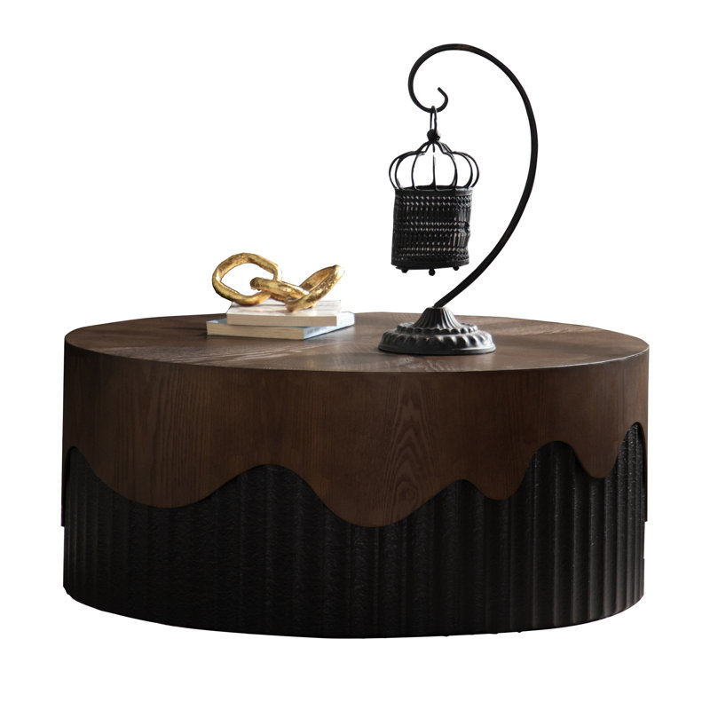 Table basse et table d'appoint ronde 30,31 pouces peintes à la main, H 12,99 po x L 30,5 po x l 30,5 po