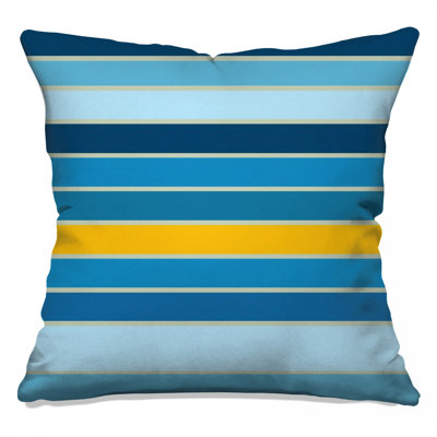 Blue Yellow Stripes Double Sided Throw Pillows