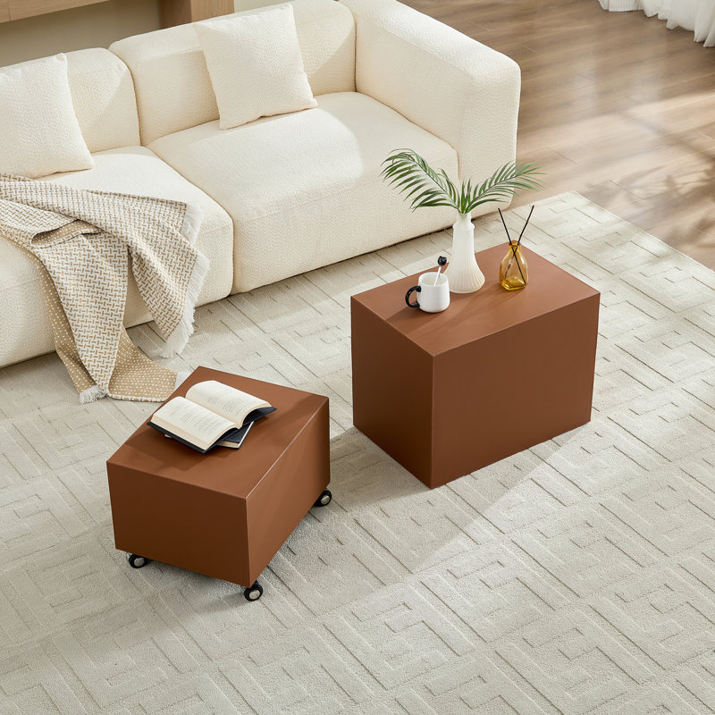  Ensemble de tables basses carrées Modern, Brun