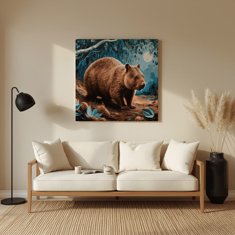 Faune, art mural gris en métal Wombat, H 12 po x l 12 po