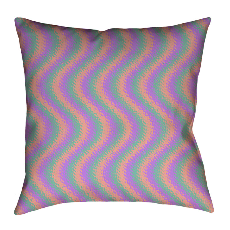 Coussin Katelyn Elizabeth, 14 po x 14 po, Vert/Orange/Mauve, Sergé de coton