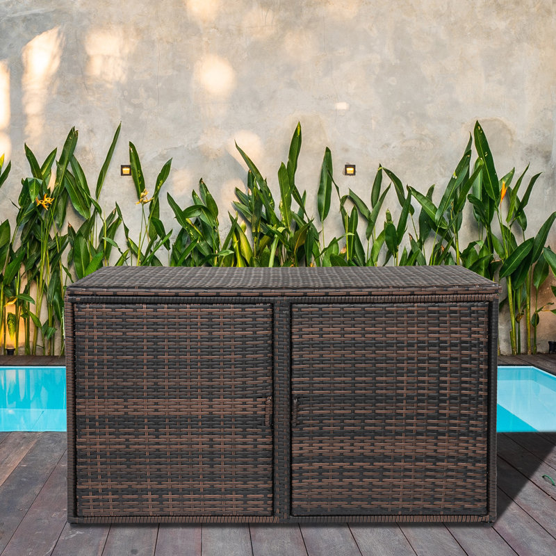 Winado 96 Gallons Gallon Wicker Deck Box in Brown
