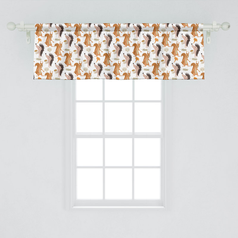 Ambesonne Squirrel Valance Pack of 2 Cartoon Mushroom Leaves 54"X18" Multicolor