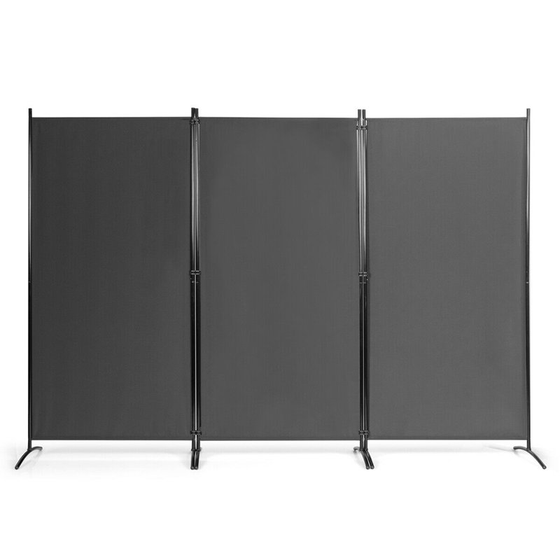 Ecevit 3 - Panel Folding Room Divider, 183cm H x 260cm W x 50.8cm D, Grey