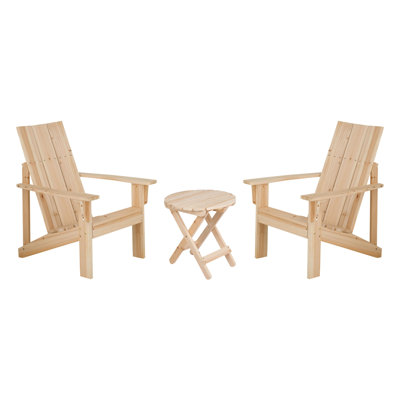 Brently Modern Wood Adirondack Chair with Table