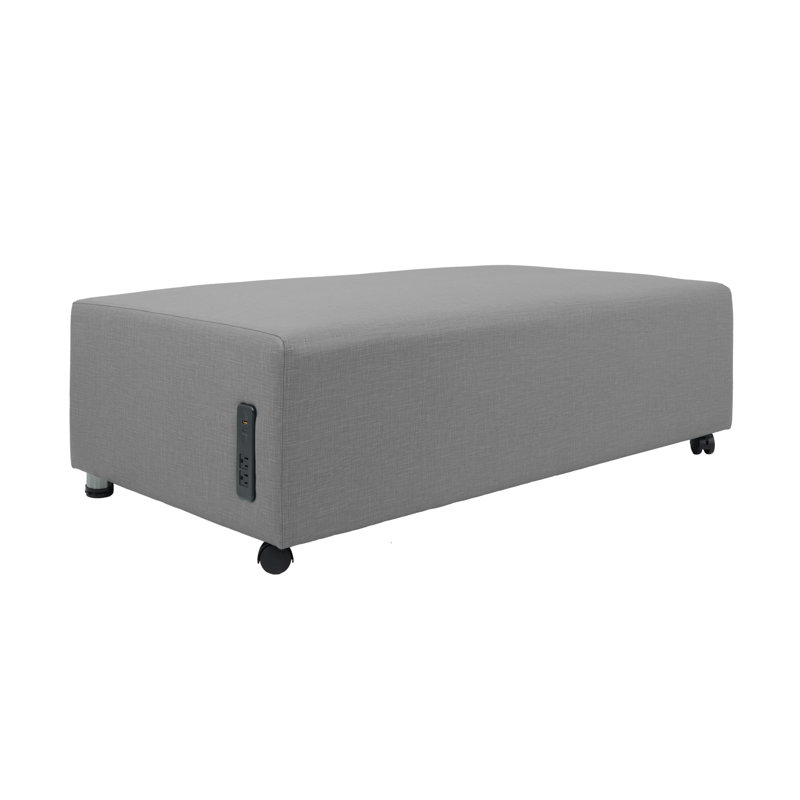 Pro Series Upholstered Rectangle Mobile Ottoman, Dark Gray