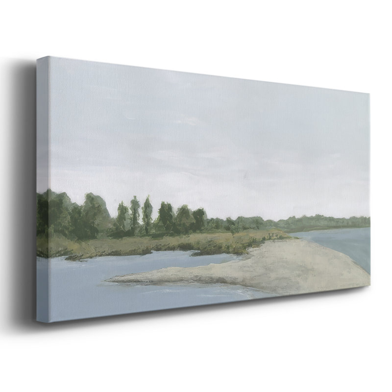 Tide Sands III - Toile tendue avec châssis encadré - Prêt à être accroché, H 25 po x l 49 po, Doré
