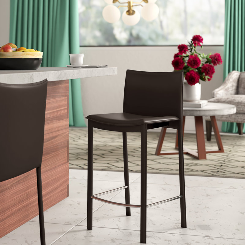 Panca Counter Stool, Cream Faux Leather, Counter Stool (26" Seat Height)