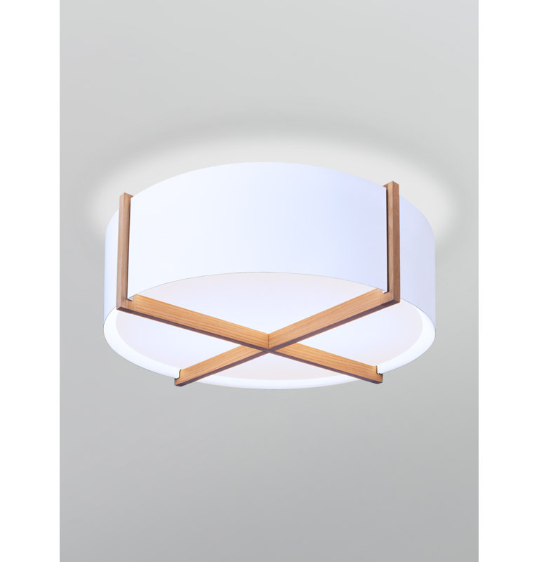 Plura LED Flush Mount, 2700K, 8.38" H x 30" W x 30" D, Walnut/Gloss White