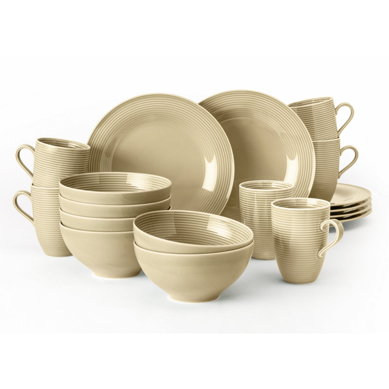 Breakfast 18 Piece Dinnerware Set Service for 6, Sandy beige