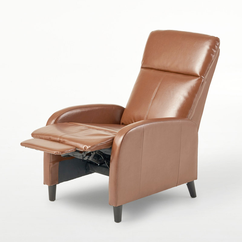 Agamjot Faux Leather Recliner, Light Brown Faux Leather