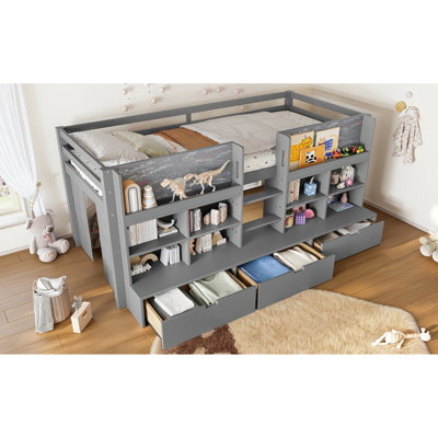 Lit mezzanine simple TG peu encombrant, conception en bois durable, solution de rangement moderne pour enfants