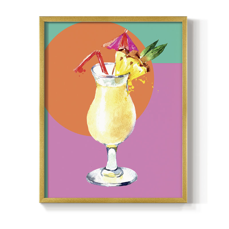 Reproduction encadrée Pina Colada - bois massif, H 11 po x l 9 po, Gold