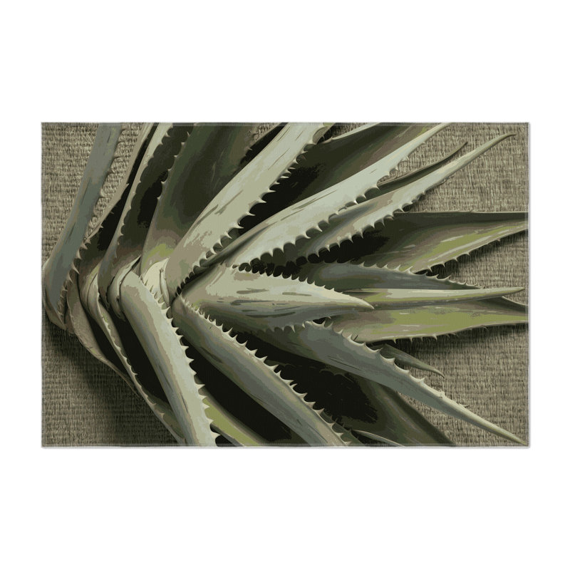 Tapis d'intérieur et d'extérieur brun Botanical, Rectangulaire 2 pi x 3 pi
