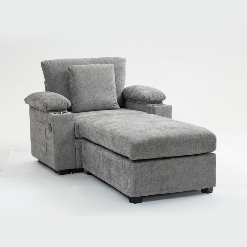 Chaise moderne avec lit en chenille, ports de charge et accoudoir à abaissement lent pour la conversion de lit surdimensionné recouvert de lit