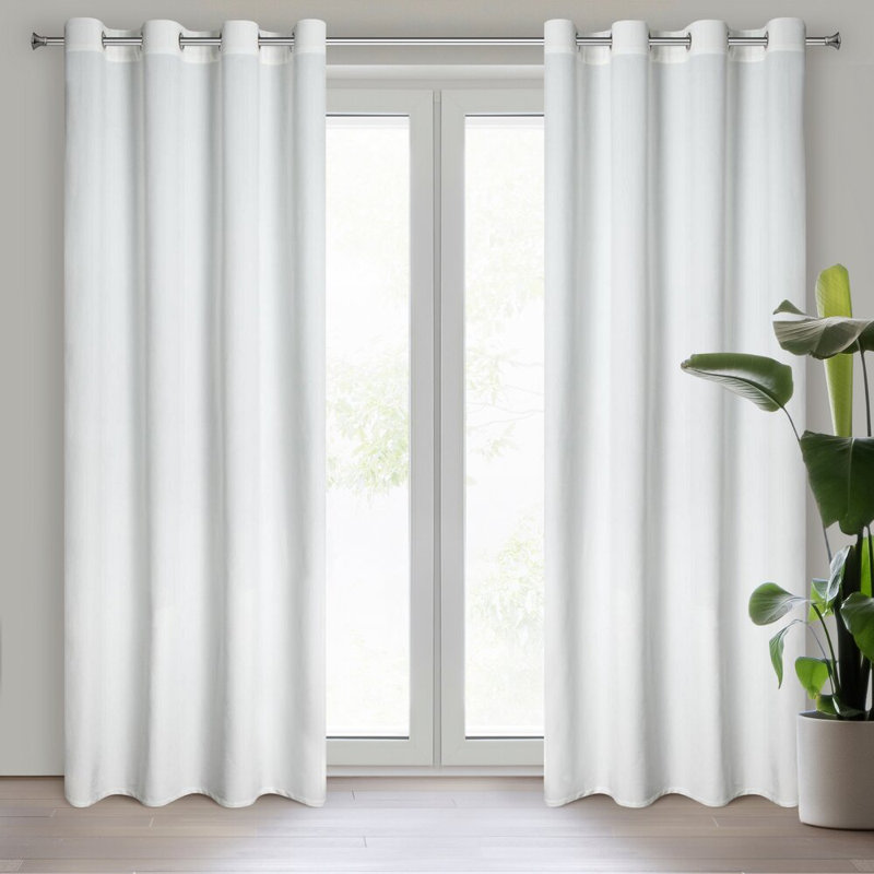 Daphne 100% Polyester Blackout Curtain Single Panel, Width 140cm x height 250cm, White