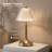 1-Light Rechargeable LED Table Lamp with Acrylic Striped Shade, Touch Control, Antique Brass