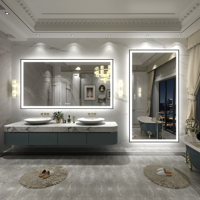 Aevar UL Certified Front & Back LED Anti-Fog Tempered Glass Framed Bathroom/Vanity Mirror with 3-Year Warranty, 66" x 36"