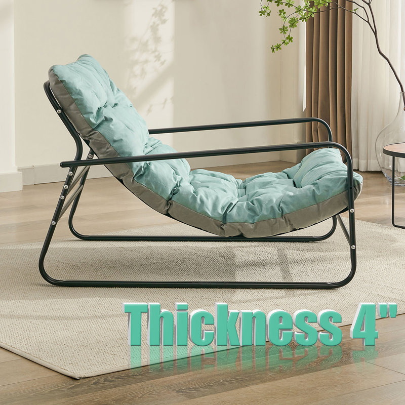 2-seater Steel Outdoor Recliner W/ Reversible Cushion - Garden, Patio & Balcony Lounge Chair, Teal