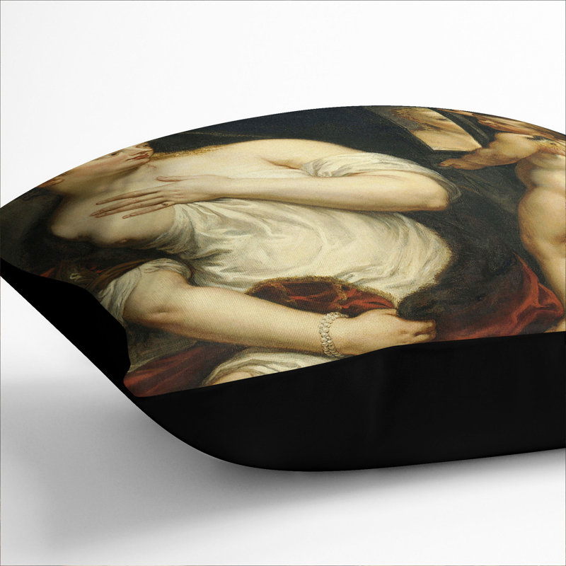 Venus And Cupid Square Throw Cushion, 40cm H x 40cm W x 15cm D, Black
