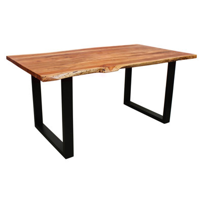 Calex Acacia Solid Wood Top Metal Base Dining Table