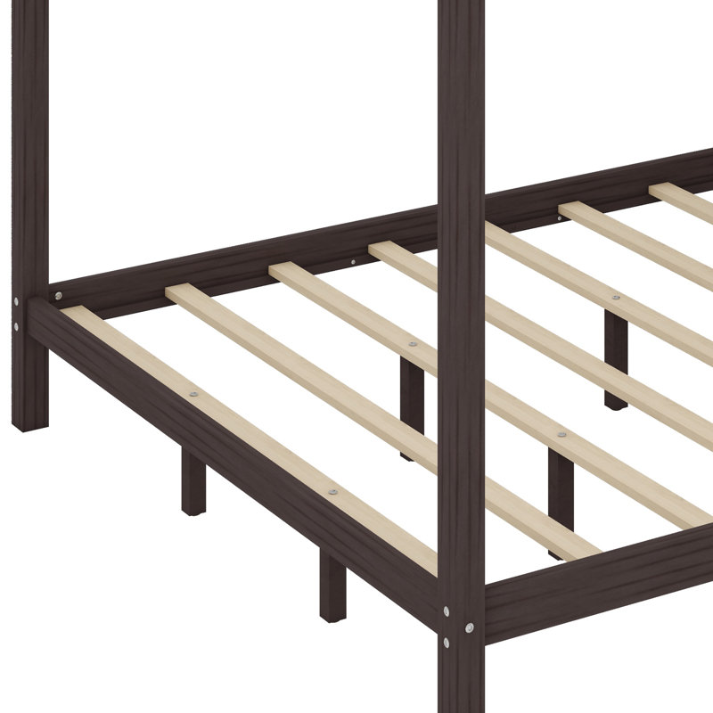 Lit plateforme à baldaquin avec tête de lit, Brun délavé