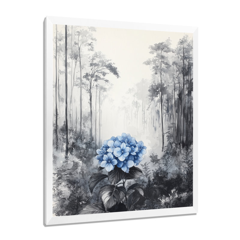 Halesowen - Floral Canvas Wall Art, H 32 po x l 24 po, Picture Framed, Blanc
