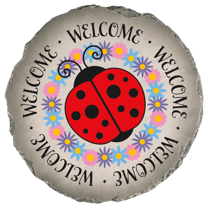 Garden Stone Ladybug Welcome