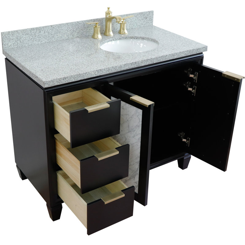 Ensemble de meuble-lavabo simple 43 po avec miroir Schreck, Noir, Gris