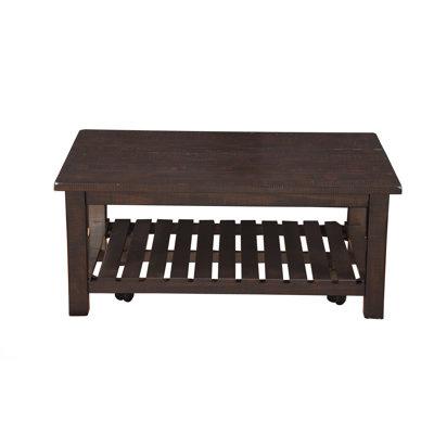 Table basse en bois massif avec rangement Racheli