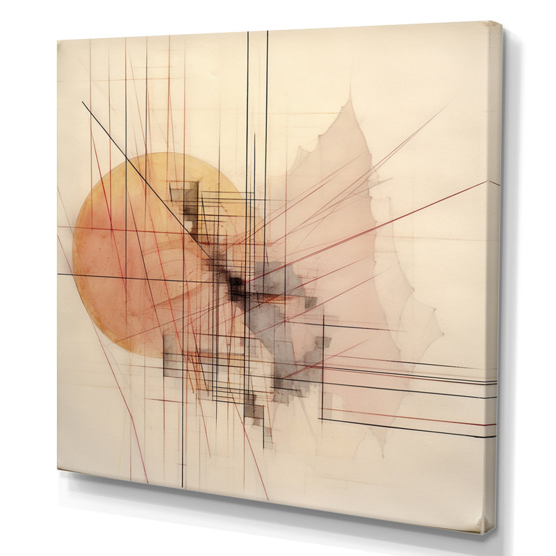 " Minimalist Beige And Orange ", 32" H x 16" W x 1" D, Wrapped Canvas