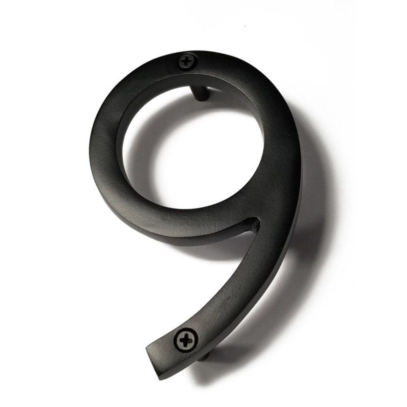 Numéro de maison en métal flottant, 9, 6", Noir