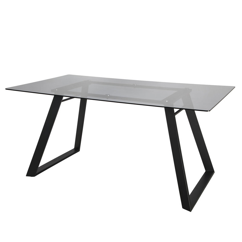 Kymisha Glass Top Metal Base Dining Table, Clear