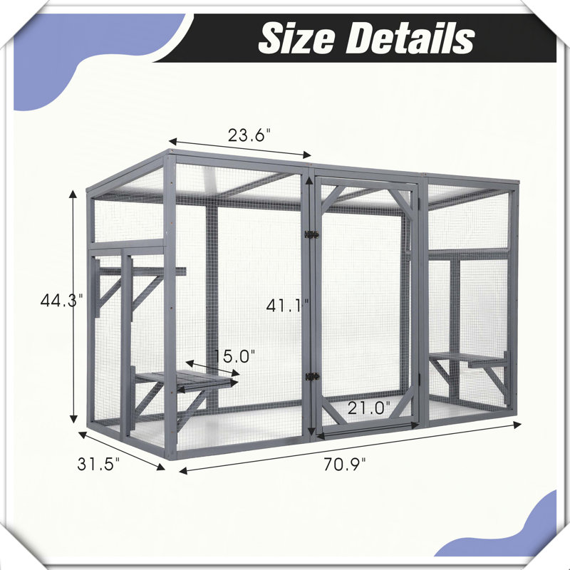 Toit extérieur en bois pour chat Catio avec plateformes verrouillables