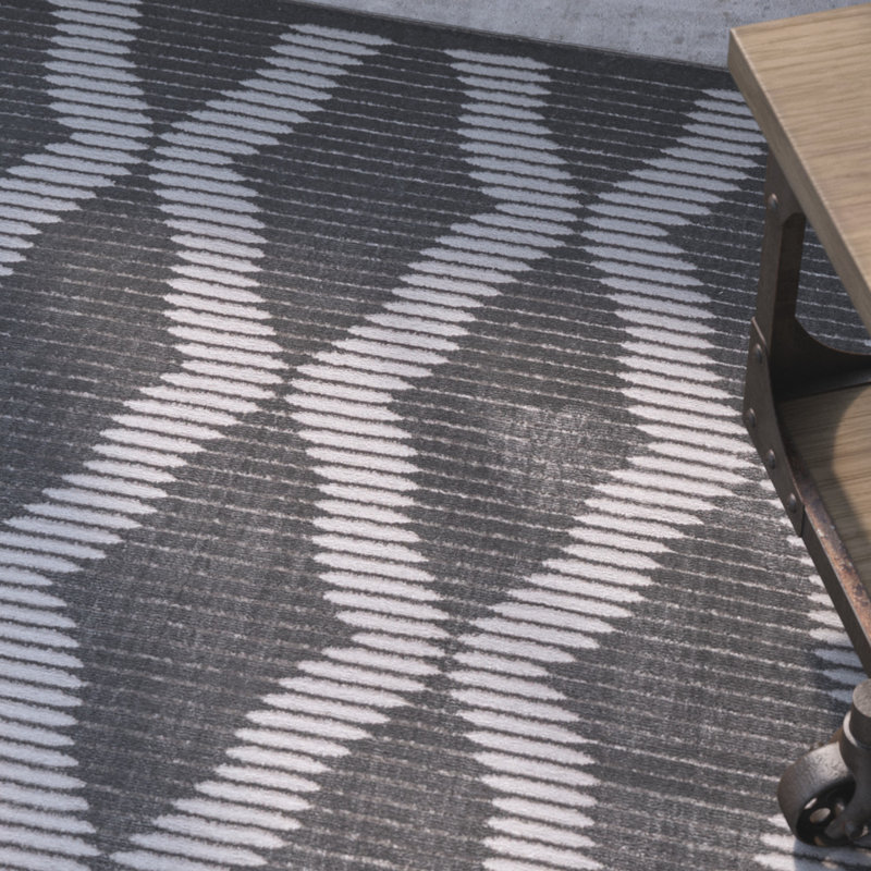 Aashika Geometric Charcoal/Gray Area Rug, Rectangle 8' x 11'
