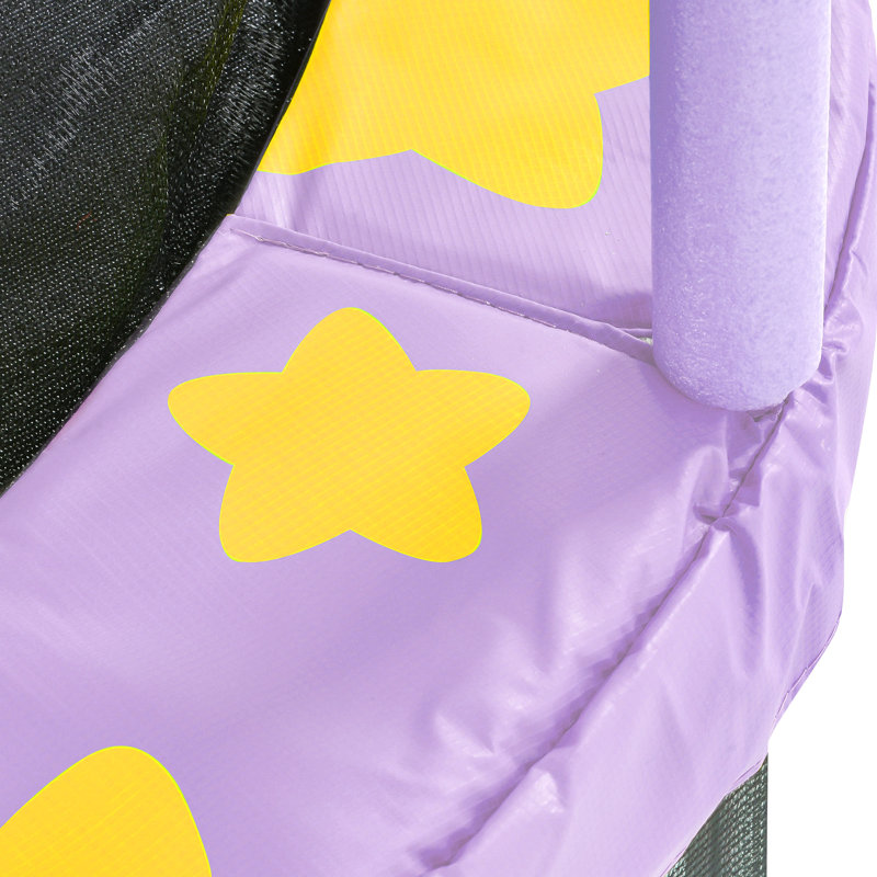 Trampoline pour enfants de 55 pouces avec filet de sécurité, trampoline intérieur pour enfants 4,5 pi, Mauve