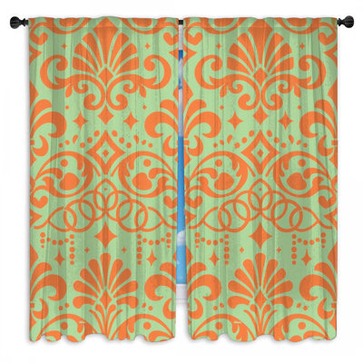 Rideaux orange obscurcissant et damas orange - 2 panneaux