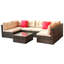 Ensemble de canapé de coin modulaire en rotin et meubles de jardin (7 pièces, coussin)