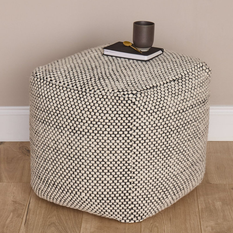 Rosilynn 45cm Wide Footstool Ottoman, Black & Natural