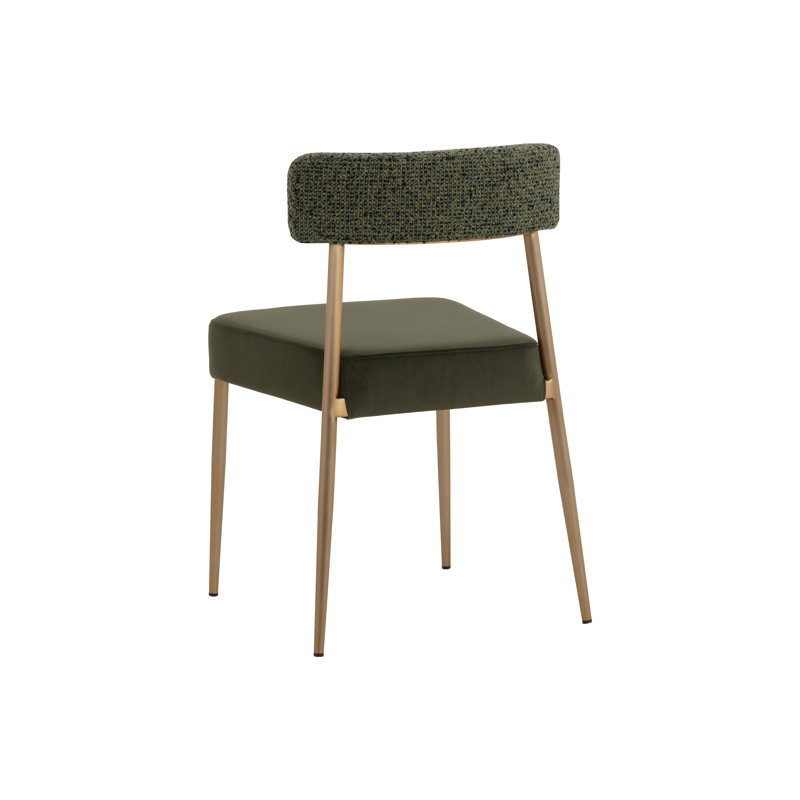 Upholstered Dining Chair, Green Fabric/ Green Faux Leather