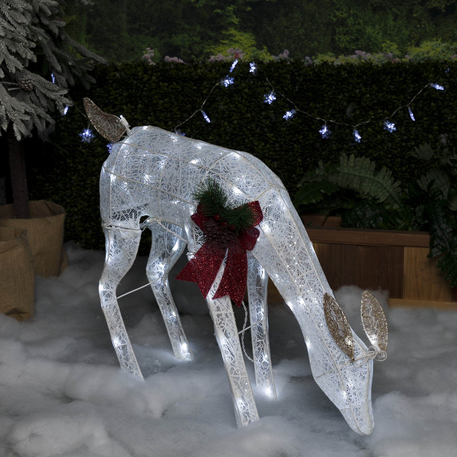 Mesh Holiday Reindeer Lawn Decoration, 27" H x 37" W x 11" D