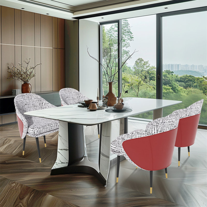 Set Of 2 Luxury Dining Chair Upholstered Seat Kitchen Chairs, Red