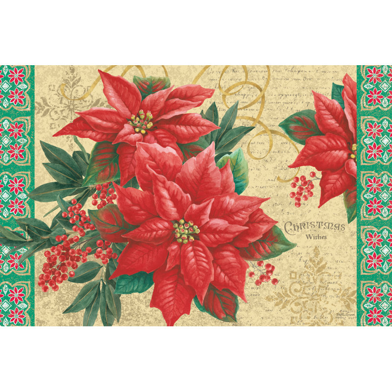 Floral de Noël, H 32 po x l 48 po, Oui, Cadre simple argenté