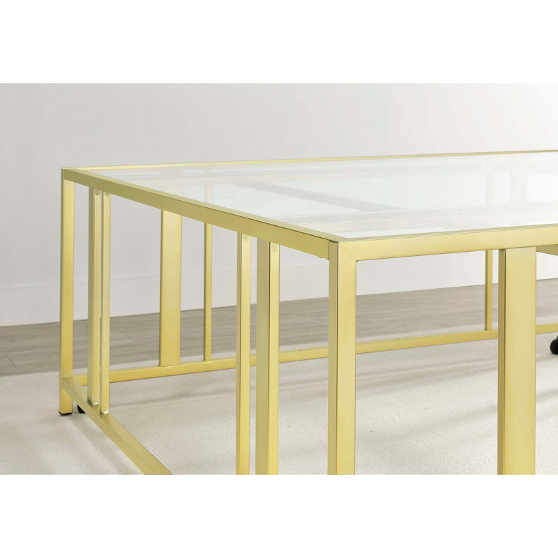 Table basse moderne carrée avec structure géométrique et mobilité sans effort
