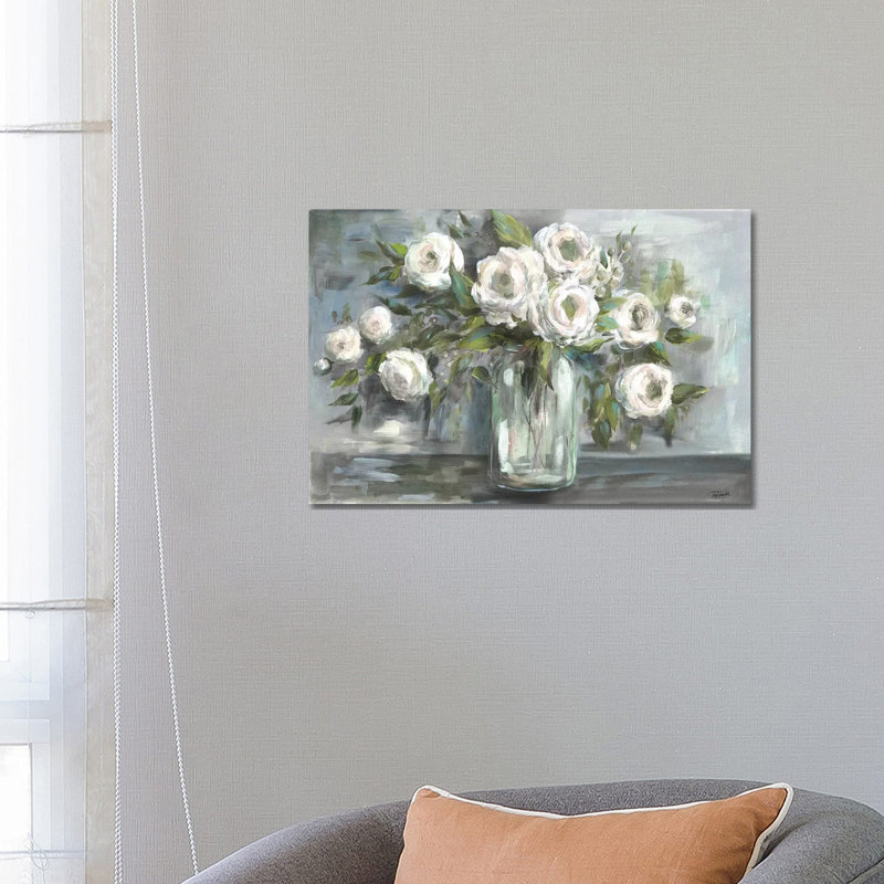«Soft Blooms Still Life», reproduction d'art sur toile tendue, H 18 po x l 26 po x P 1,5 po