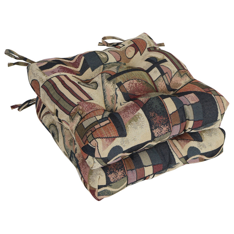 16-Inch Square Woven Tapestry Tufted Chair Cushions (Set Of 2)